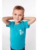 Boy\'s T-shirt with buttons, mint NDZ4482 - Online store - Boutique